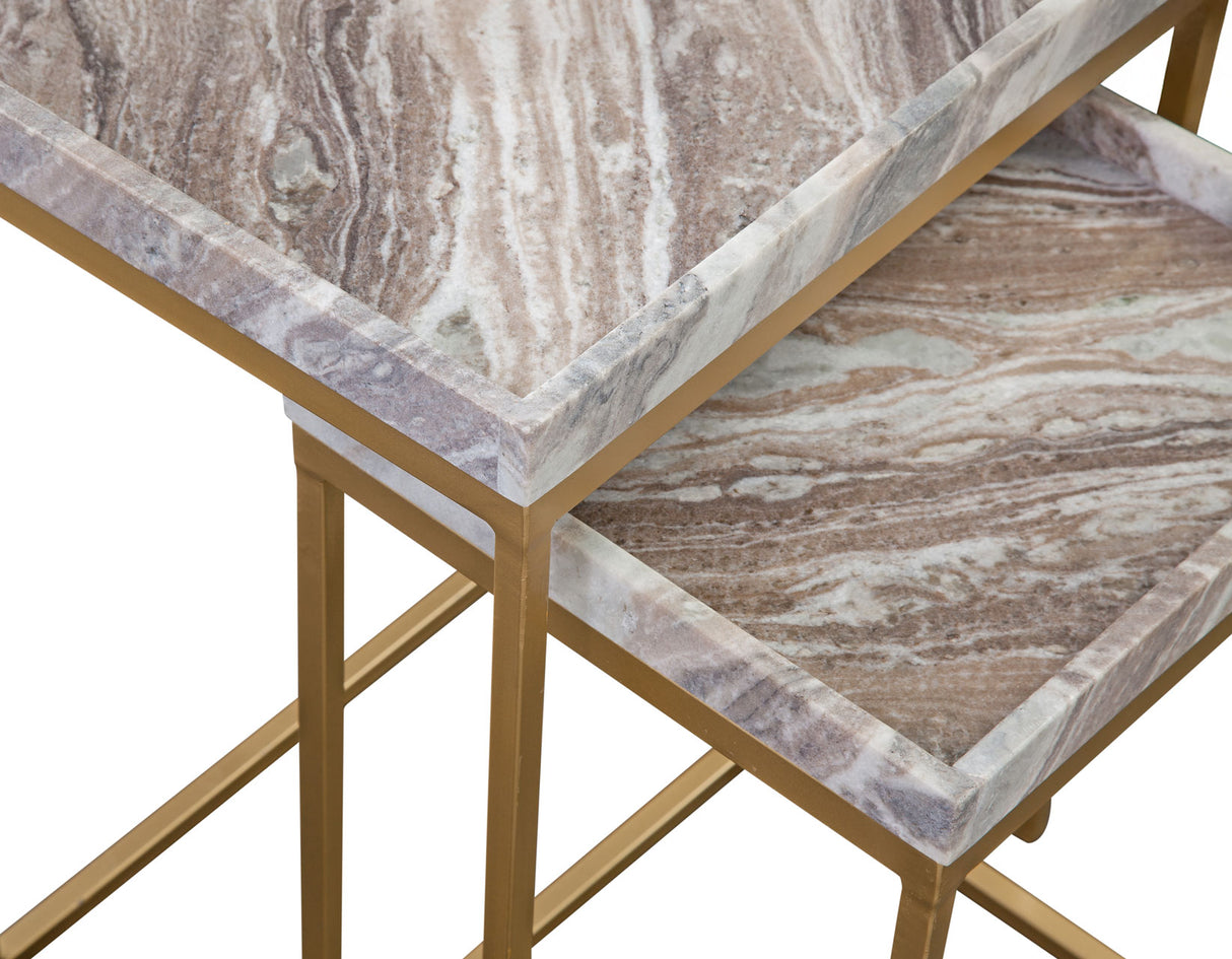 Chantel Brown Solid Marble Top Nesting Tables from Steve Silver - Luna Furniture