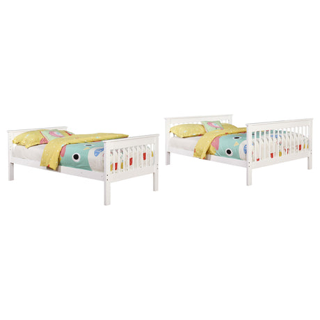 Chapman White Wood Twin Over Full Bunk Bed from Coaster - Luna Furniture
