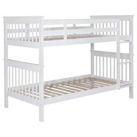 Chapman White Wood Twin over Twin Bunk Bed from Coaster - Luna Furniture