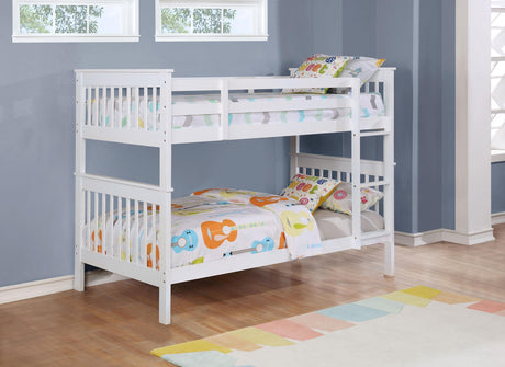 Chapman White Wood Twin over Twin Bunk Bed from Coaster - Luna Furniture