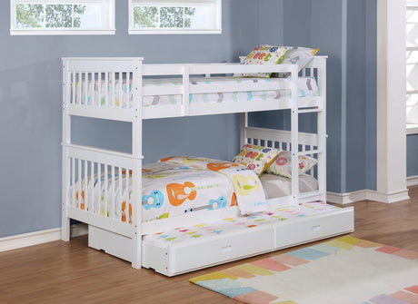 Chapman White Wood Twin over Twin Bunk Bed from Coaster - Luna Furniture