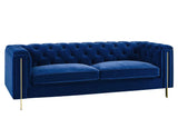 Charlene Blue Velvet Button Tufted Rolled Arm Chesterfield Sofa from Steve Silver - Luna Furniture