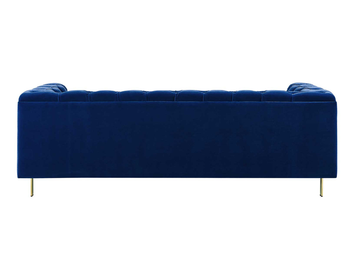 Charlene Blue Velvet Button Tufted Rolled Arm Chesterfield Sofa from Steve Silver - Luna Furniture