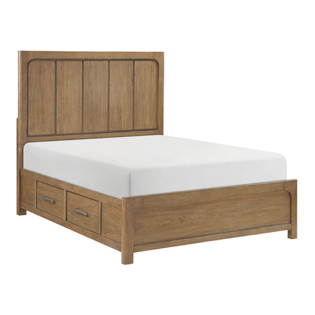 Charlotte Light Brown Queen Storage Platform Bed from Homelegance - Luna Furniture