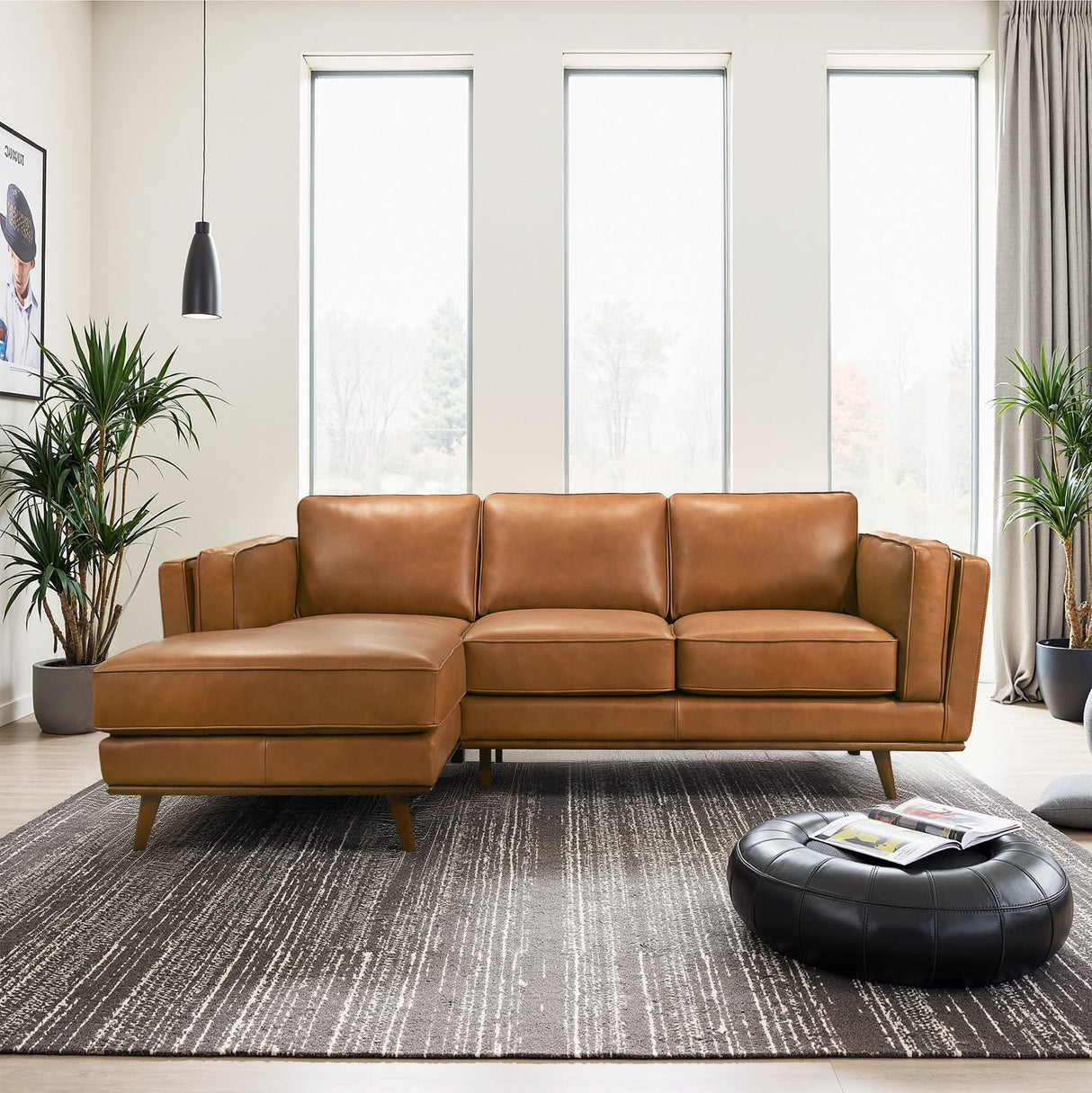 Chase Tan Genuine Leather Left Facing Sectional from Ashcroft Furniture - Luna Furniture