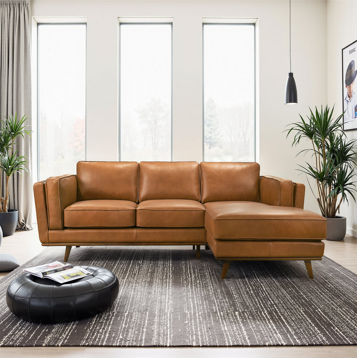 Chase Tan Genuine Leather Right Facing Sectional from Ashcroft Furniture - Luna Furniture