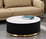 Virden Black/White/Gold Round Cocktail Table