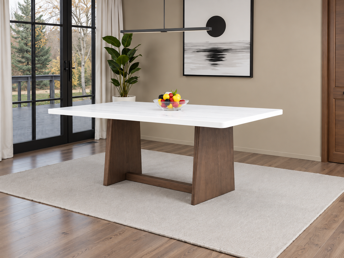 Caerwys Brown/White Dining Table