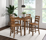 Lubbock Walnut 5-Piece Counter Hight Set from Furniture of America - Luna Furniture