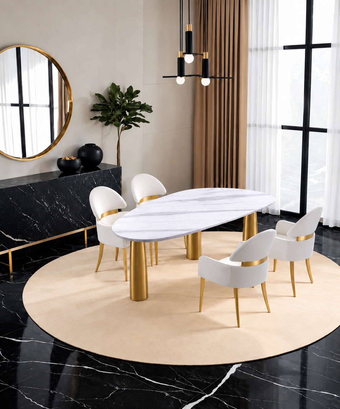 Northam White/Matte Gold 5-Piece Dining Room Set