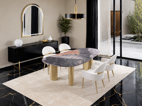 Northwich Black/Gray/Matte Gold 5-Piece Dining Room Set from Furniture of America - Luna Furniture