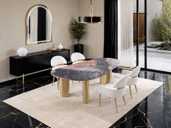 Northwich Black/Gray/Matte Gold 5-Piece Dining Room Set