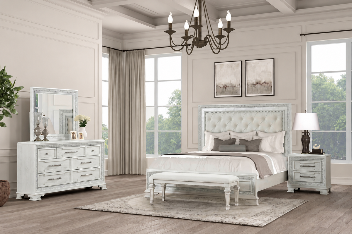 Stella Mia Creamy White 4-Piece Queen Bedroom Set