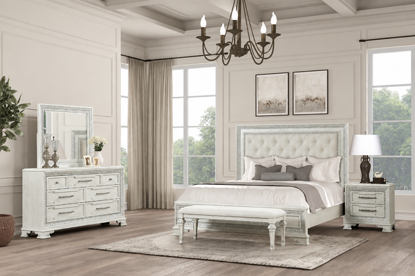 Stella Mia Creamy White 4-Piece Queen Bedroom Set