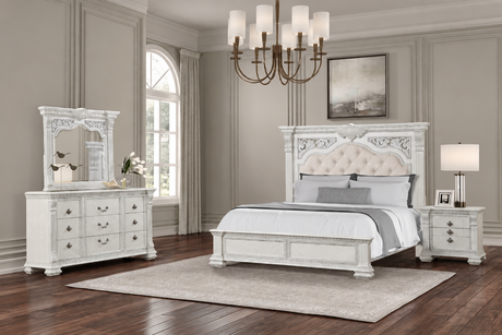 Promenade Wire Brushed White 4-Piece Queen Bedroom Set from Furniture of America - Luna Furniture