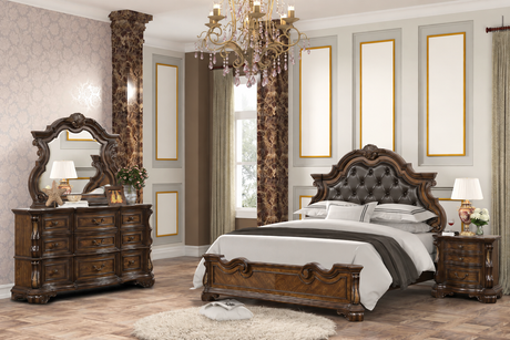 Leovanni Dark Brown 4-Piece Queen Bedroom Set from Furniture of America - Luna Furniture