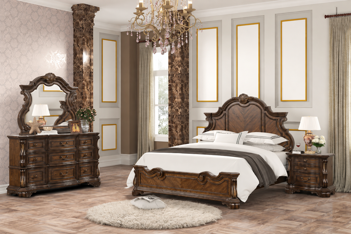 Leovanni Dark Brown 4-Piece Queen Bedroom Set from Furniture of America - Luna Furniture