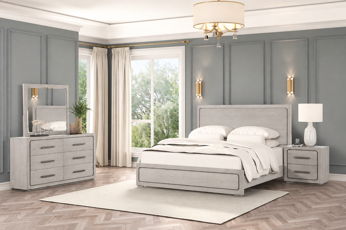 Crowthorne White Oak 4-Piece Queen Bedroom Set from Furniture of America - Luna Furniture