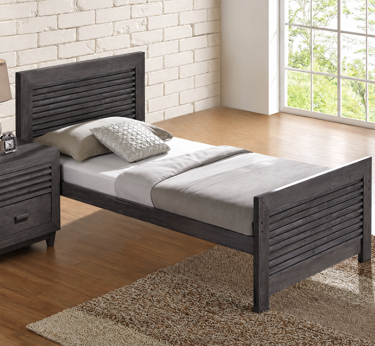 Griffin Charcoal Brown Twin Bed from Furniture of America - Luna Furniture