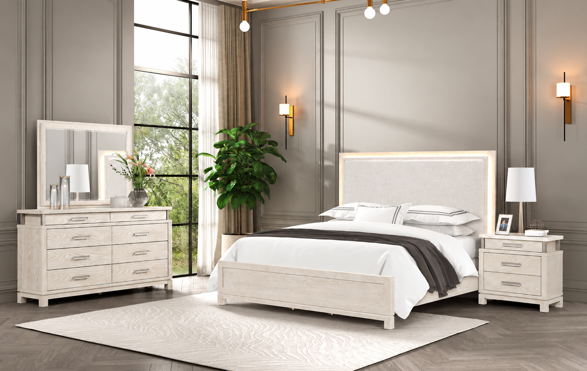 Lafayette Weathered Gray 4-Piece Queen Bedroom Set from Furniture of America - Luna Furniture