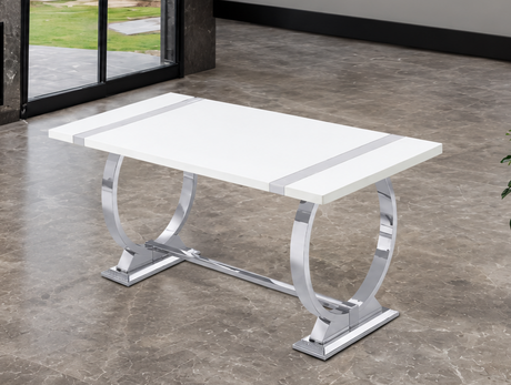 Holstebro Silver/White 60" Dining Table from Furniture of America - Luna Furniture