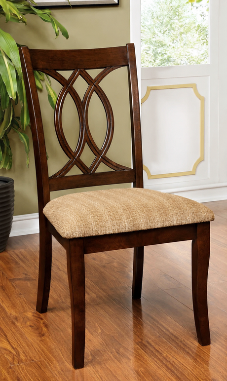 Carlisle Brown Cherry/Beige Side Chair from Furniture of America - Luna Furniture