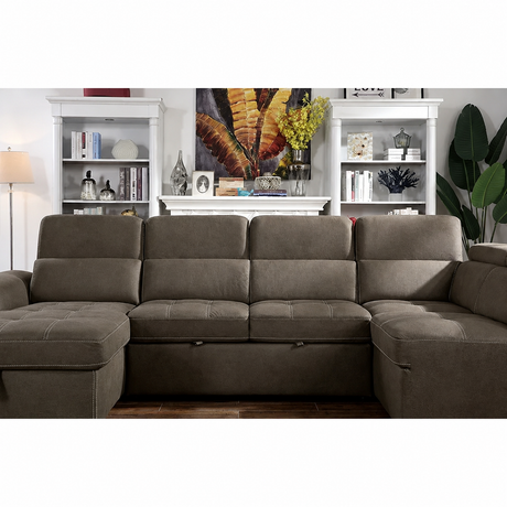 Hugo Ash Brown Sectional from Furniture of America - Luna Furniture