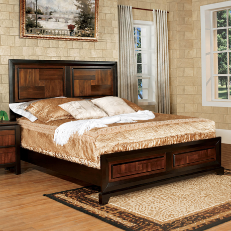 Patra Acacia/Walnut 4-Piece Queen Bedroom Set from Furniture of America - Luna Furniture