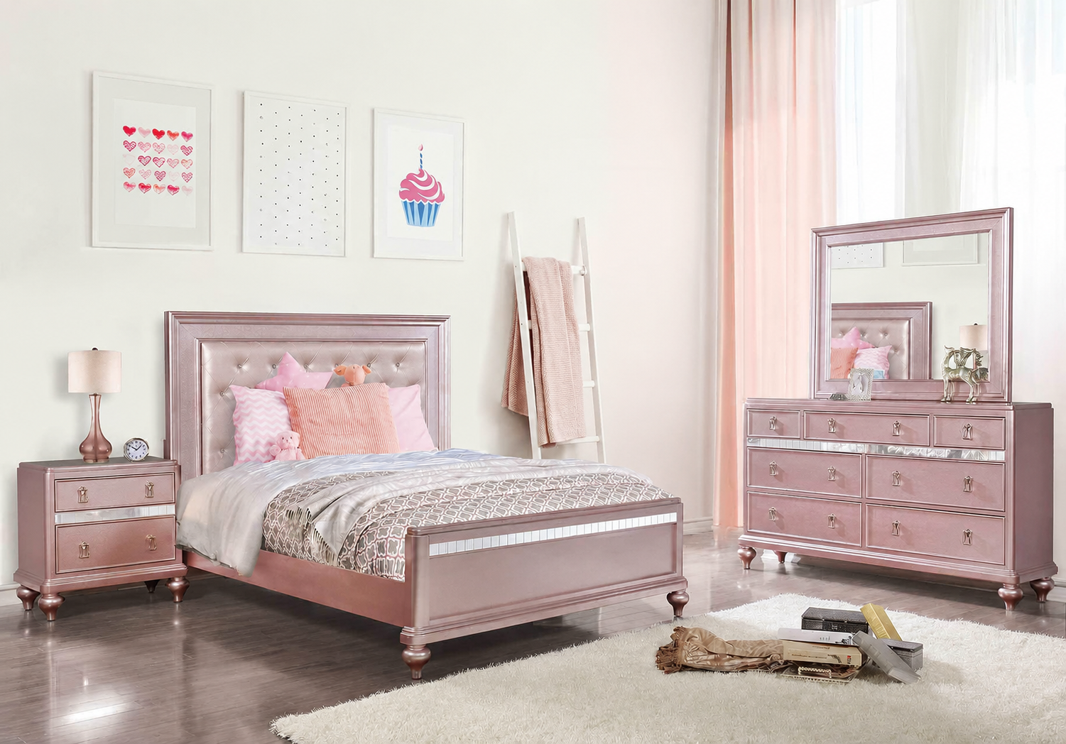 Avior Rose Gold 4-Pc Twin Bedroom Set