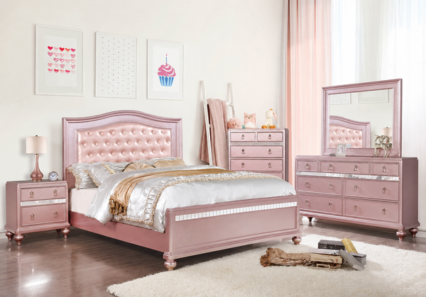 Ariston Rose Gold 4-Piece Full Bedroom Set