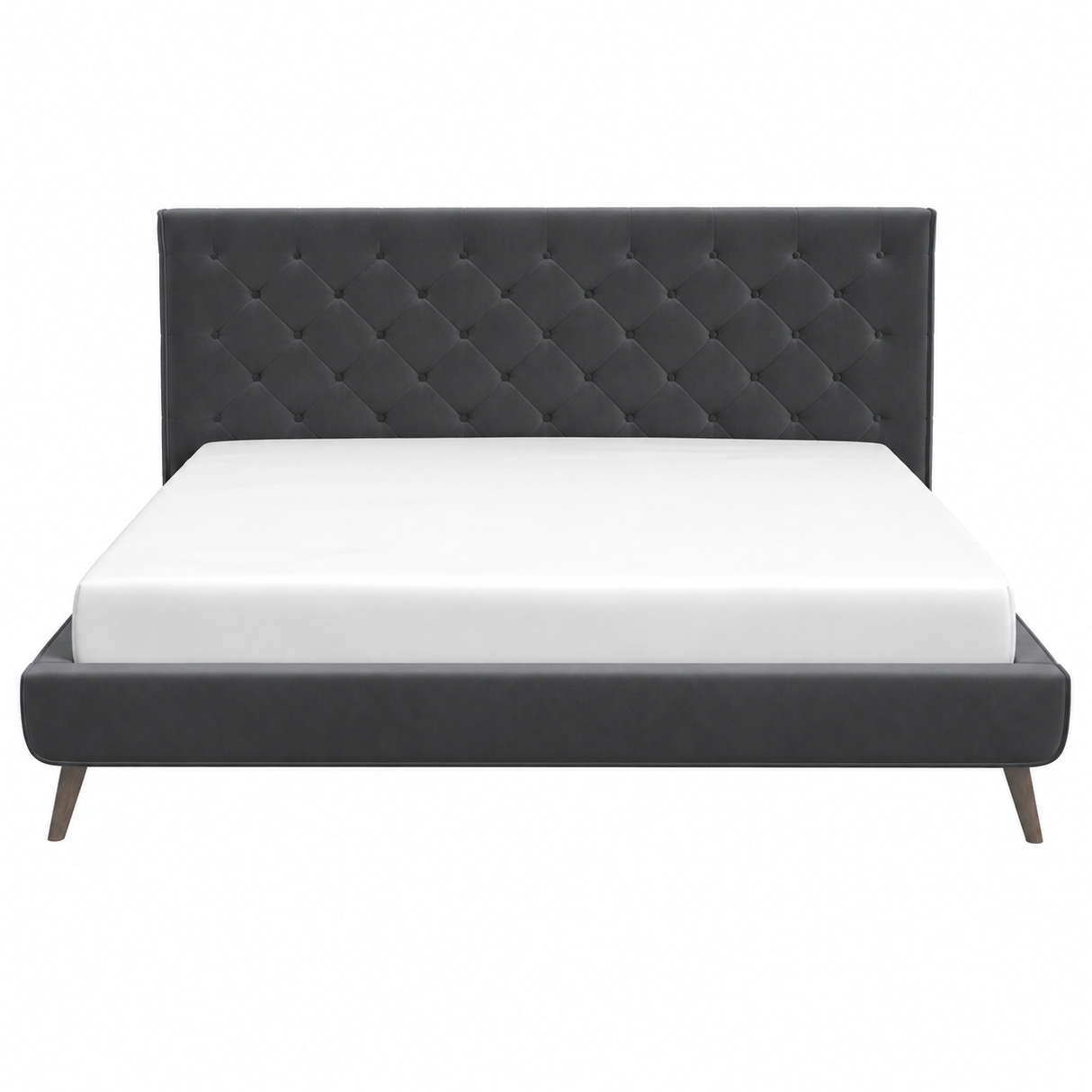 Dillon Grey Velvet Platform Bed (King Size) from Ashcroft Furniture - Luna Furniture