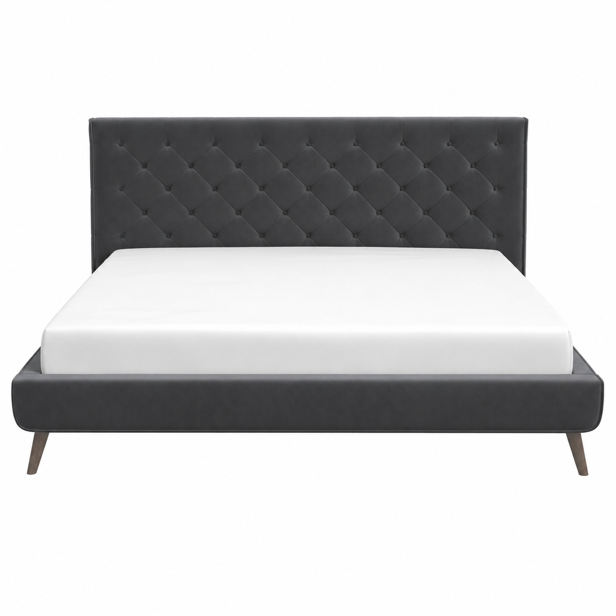 Dillon Grey Velvet Platform Bed (King Size) from Ashcroft Furniture - Luna Furniture