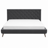 Dillon Grey Velvet Platform Bed (King Size) from Ashcroft Furniture - Luna Furniture