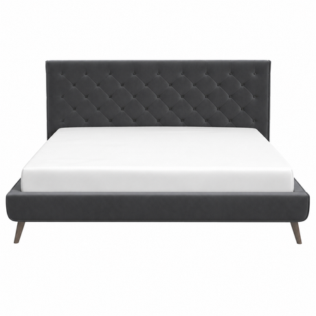 Dillon Gray Velvet King Platform Bed from Ashcroft Furniture - Luna Furniture