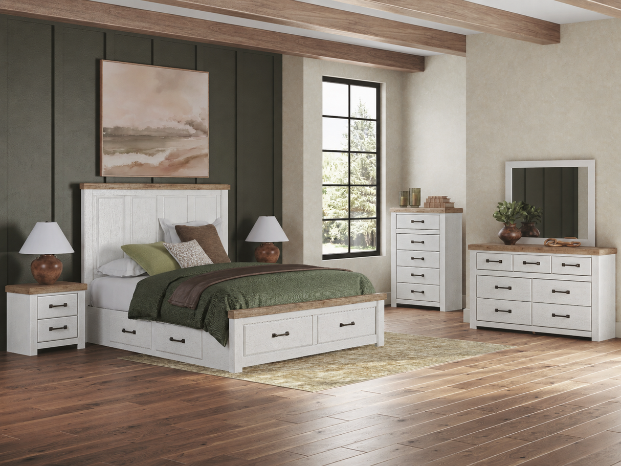 Savonport White/Brown Storage Bedroom Set with 6 Drawers from Ashley - Luna Furniture