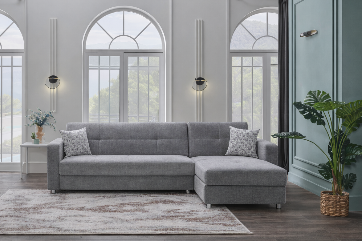 Vision Kooopsi Gray Sofa Chaise Sleeper with Ottoman & Armchair from Bellona - Luna Furniture