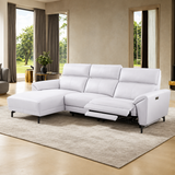 Themis White Power Sectional with Left Chaise