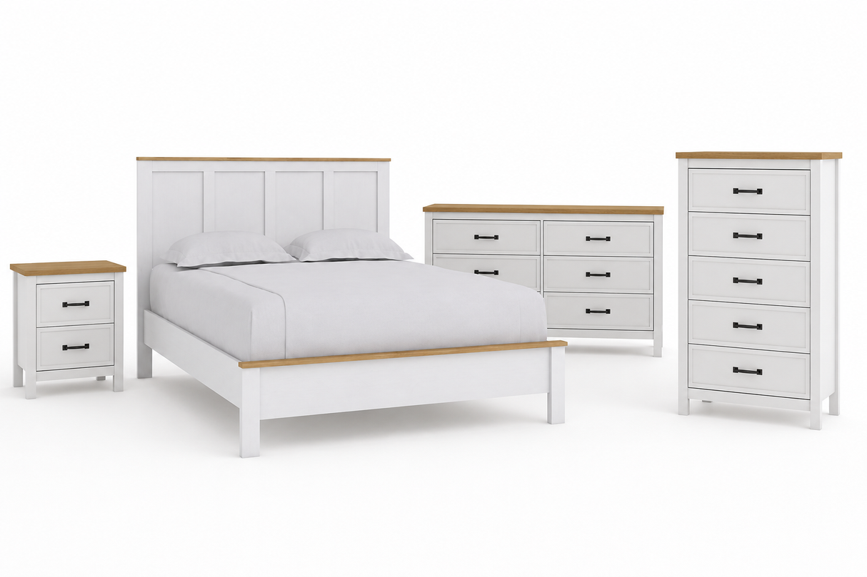 Kerisden White/Brown Queen Panel Bedroom Set with Bed Frame from Ashley - Luna Furniture