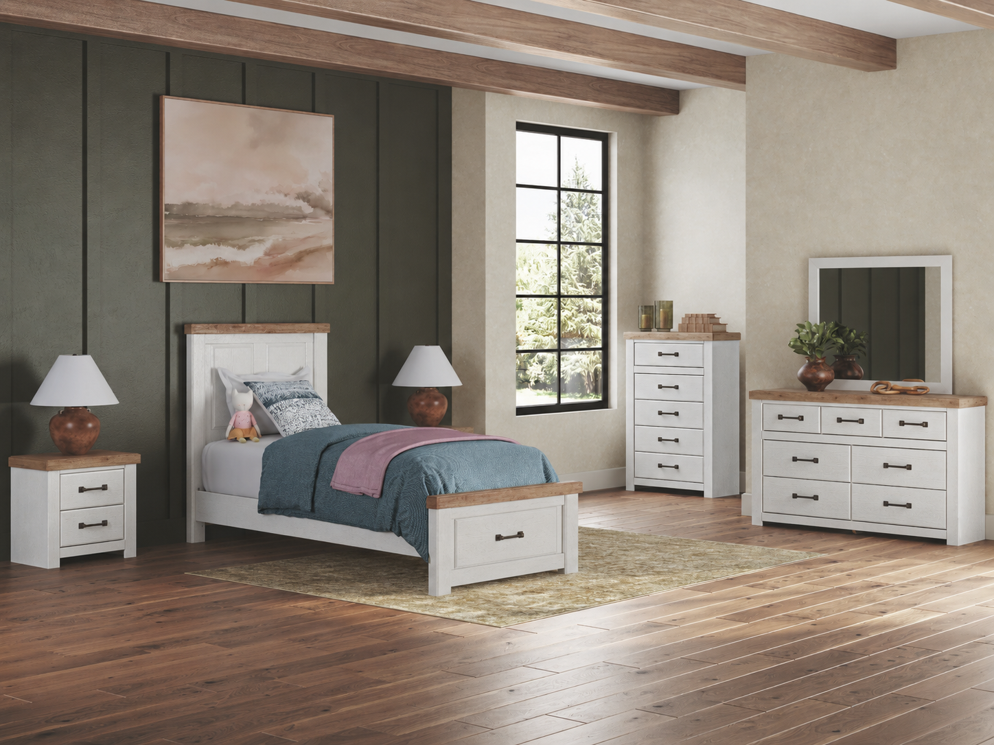Savonport White/Brown Youth Storage Panel Bedroom Set from Ashley - Luna Furniture