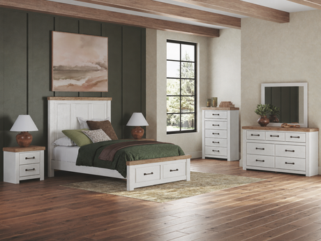 Savonport White/Brown Youth Storage Panel Bedroom Set from Ashley - Luna Furniture