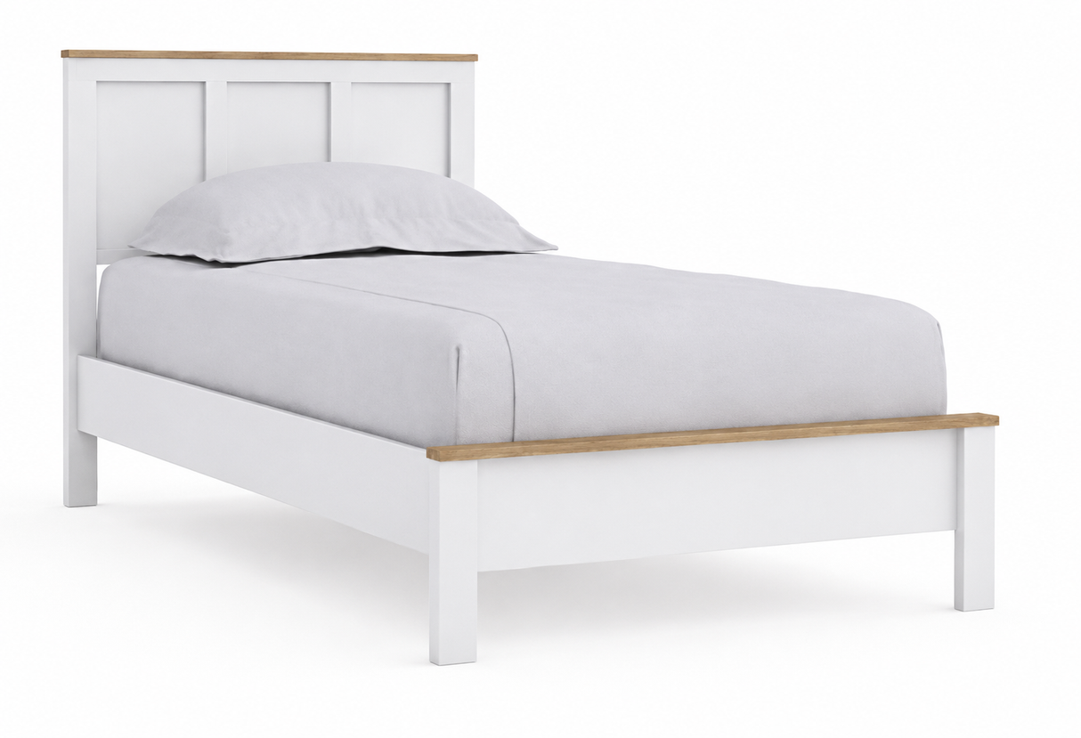 Kerisden White/Brown Twin Panel Complete Bed Frame from Ashley - Luna Furniture