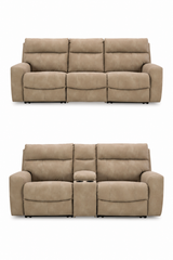 Next-Gen Sand DuraPella Power Reclining Living Room Set with Console from Ashley - Luna Furniture