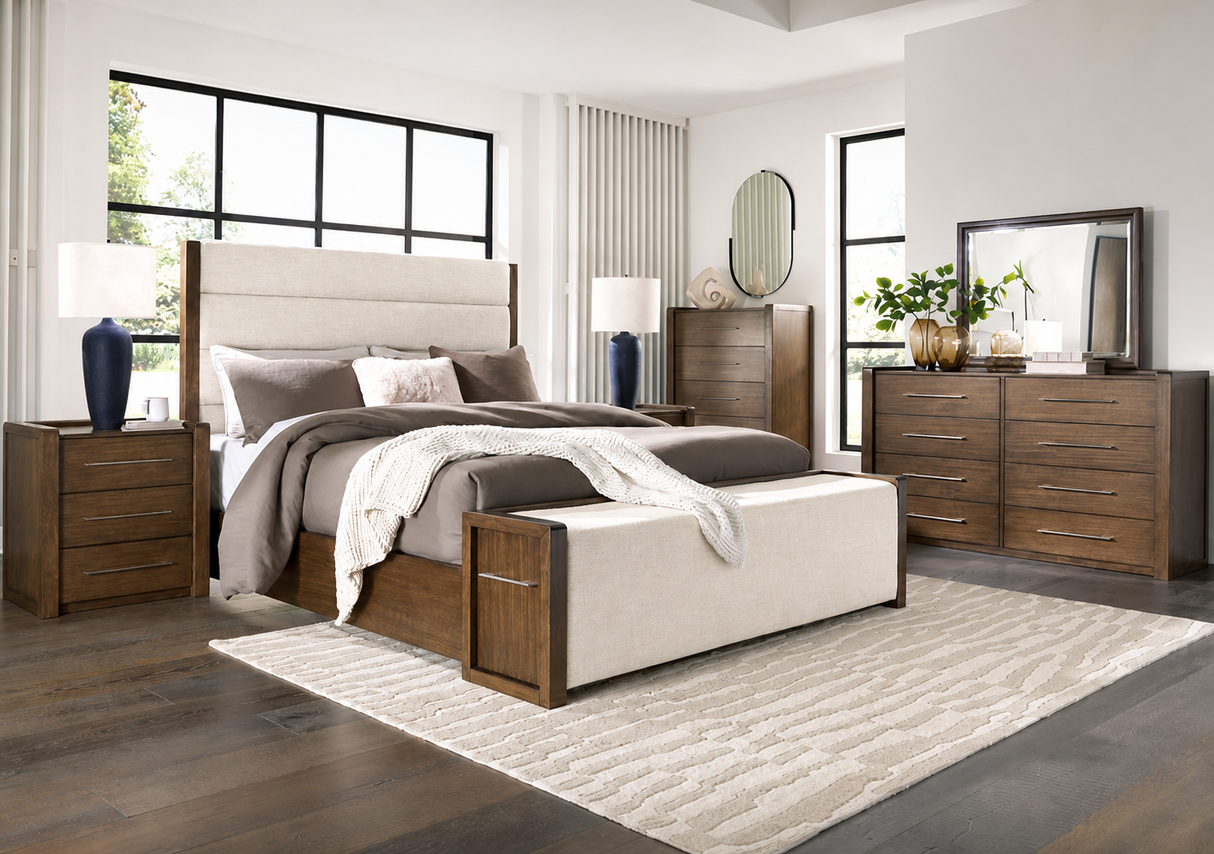 Marxmore Brown Upholstered Storage Panel Bedroom Set