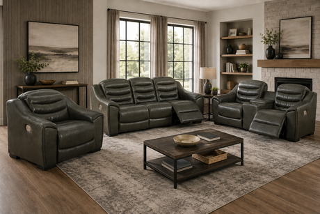 Center Line Dark Gray Sofa, Loveseat and Recliner from Ashley - Luna Furniture
