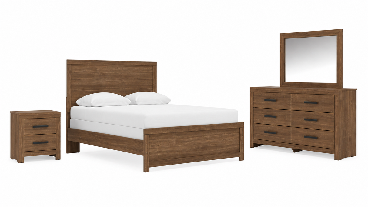 Broachmyn Auburn Queen Panel Bed, Dresser, Mirror and Nightstand