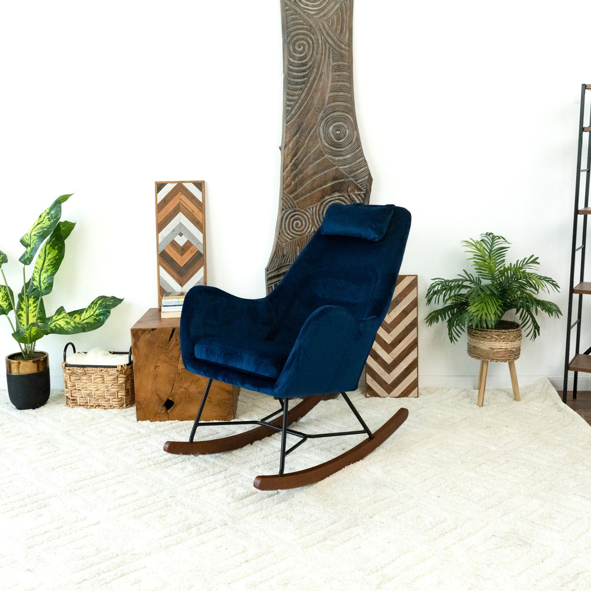 Chelsea Blue Velvet Rocking Chair from Ashcroft Furniture - Luna Furniture