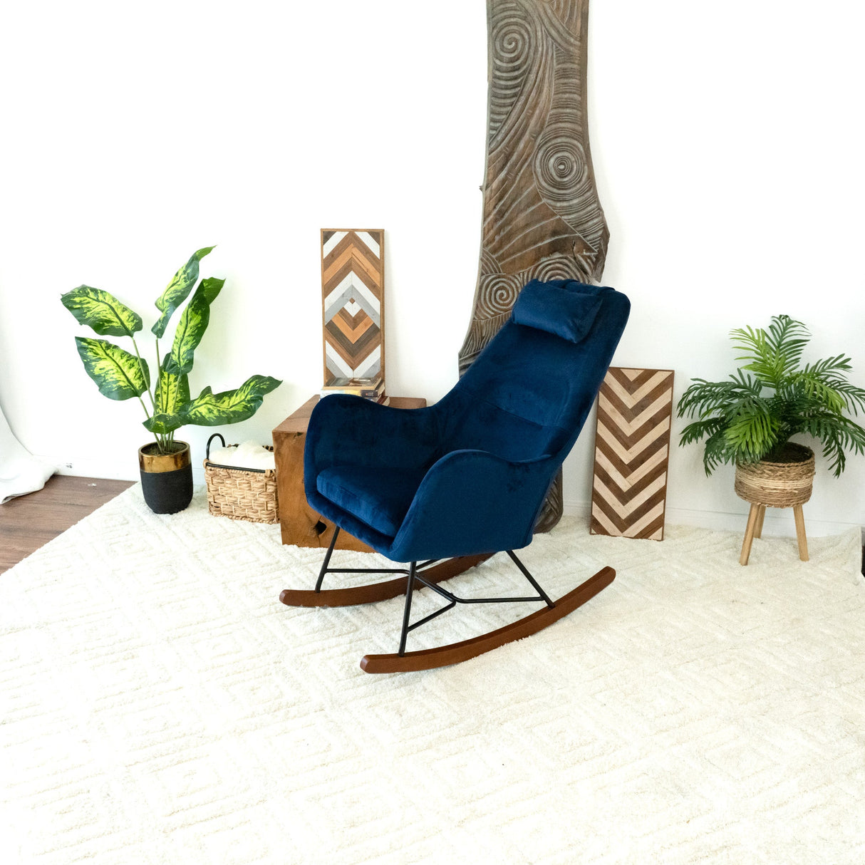 Chelsea Blue Velvet Rocking Chair from Ashcroft Furniture - Luna Furniture