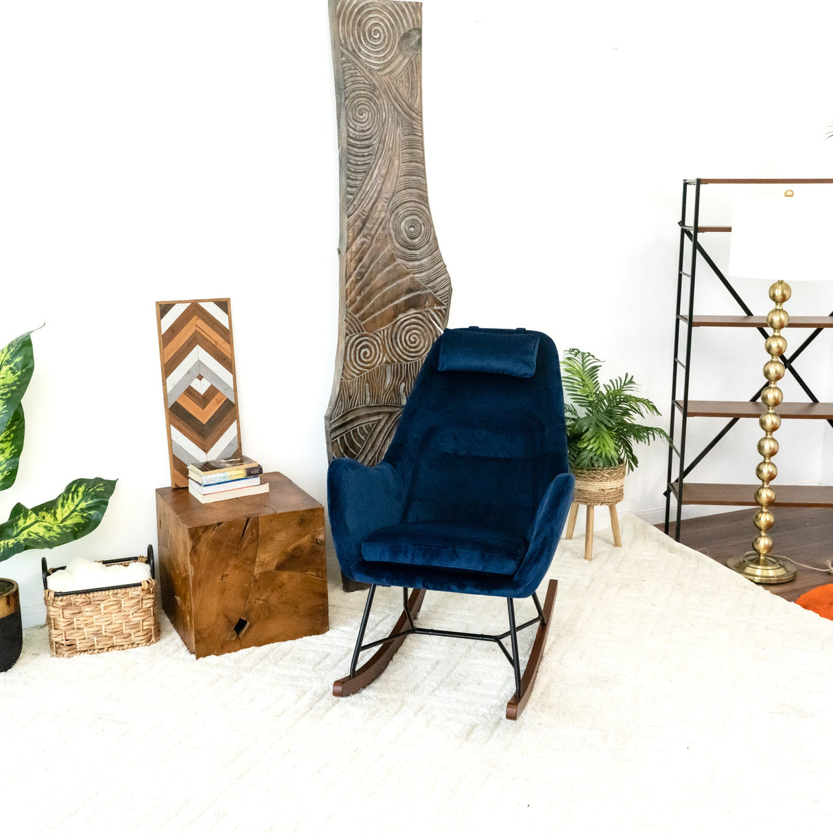 Chelsea Blue Velvet Rocking Chair from Ashcroft Furniture - Luna Furniture