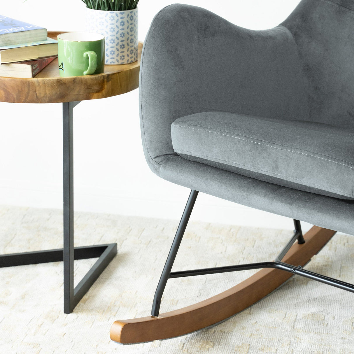 Chelsea Grey Velvet Rocking Chair from Ashcroft Furniture - Luna Furniture
