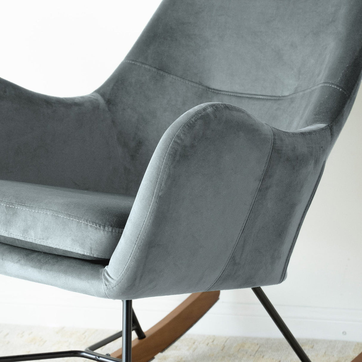 Chelsea Grey Velvet Rocking Chair from Ashcroft Furniture - Luna Furniture